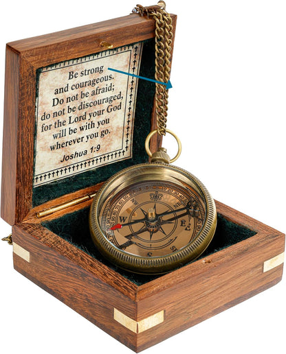 Compass with Stamped Wooden Case