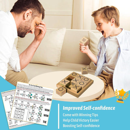 Garybank Sharing Joy Conversation Tic Tac Toe Therapy Games for Kids Teens, School Game Counselors Office Must Haves, Great Conversation Starter - Building Relationship, Wooden Communication Cubes