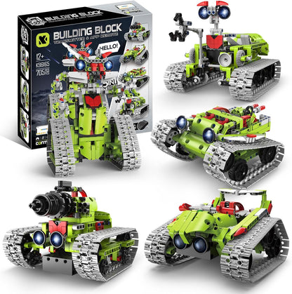 5 in 1 STEM Robot Building Kit, APP & Remote Control Interstellar Building Robot, DIY Robotics Building Toys/RC Car/Tank with Light, Space Building Toy Gifts for Boys Girls Kids 8-16 Science Learning