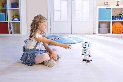 LEXiBOOK Powerman Max - Remote Control Walking Talking Toy Robot STEM Programmable Dances Sings Telling 10,000 Stories 300+ Learning Quiz Shooting Discs and Voice Repeat for Kids 4+ - ROB80EN, White