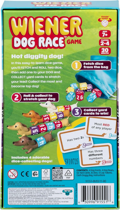 The Wiener Dog Race Game, Easy-to-Learn Dice Game. Fetch & ROLL Two Dice, Add The Best One to Your Dog to Stretch Them Out, Collect Yard Cards to Race to The Finish & Win, Ages 7+ for 2-4 Players