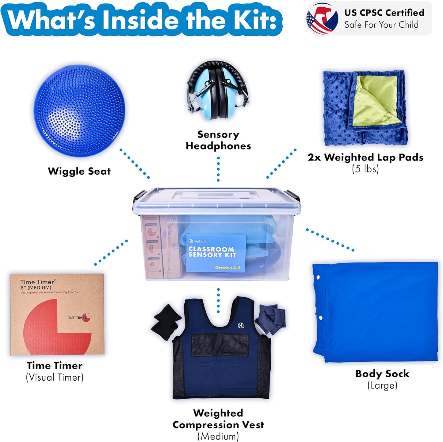 Harkla Classroom Sensory Kit for Kids - Ages 11 to 14 (Grade 7 to 8)
