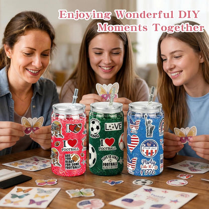 Bumaeu 61Pcs Snow Globe Tumbler Starter Kit Includes 16oz Double-Wall Acrylic Snowglobe Cups Suitable for Beginners DIY Kit Includes Glitters Stickers and Accessories