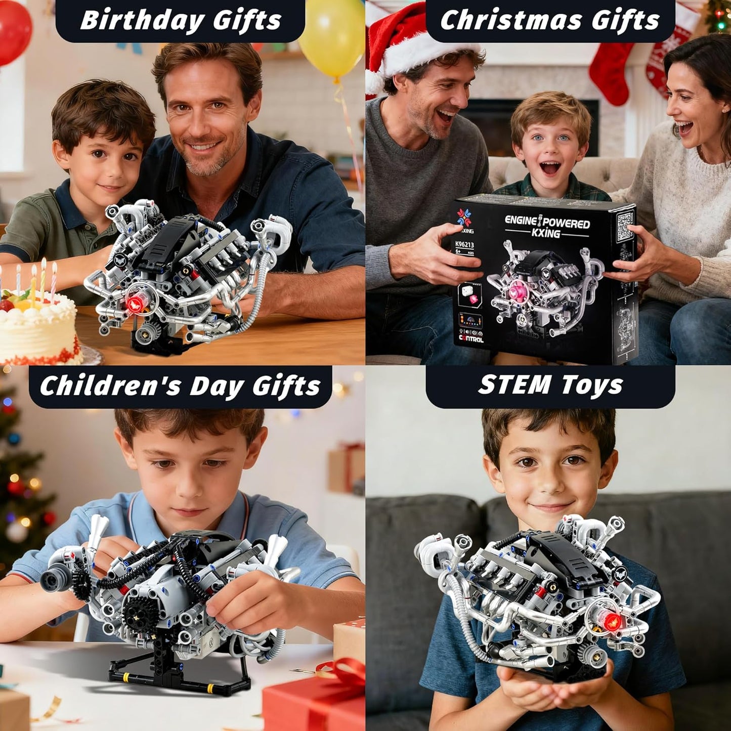 V8 Engine Model Kit that Runs,Visible Building Toys with APP Control, Motor & LED Light, Mini Engine kit for Adults & Boys Kids 14+ Years Old (770PCS)
