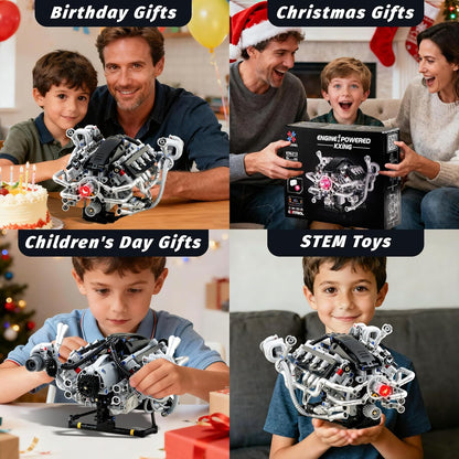 V8 Engine Model Kit that Runs,Visible Building Toys with APP Control, Motor & LED Light, Mini Engine kit for Adults & Boys Kids 14+ Years Old (770PCS)
