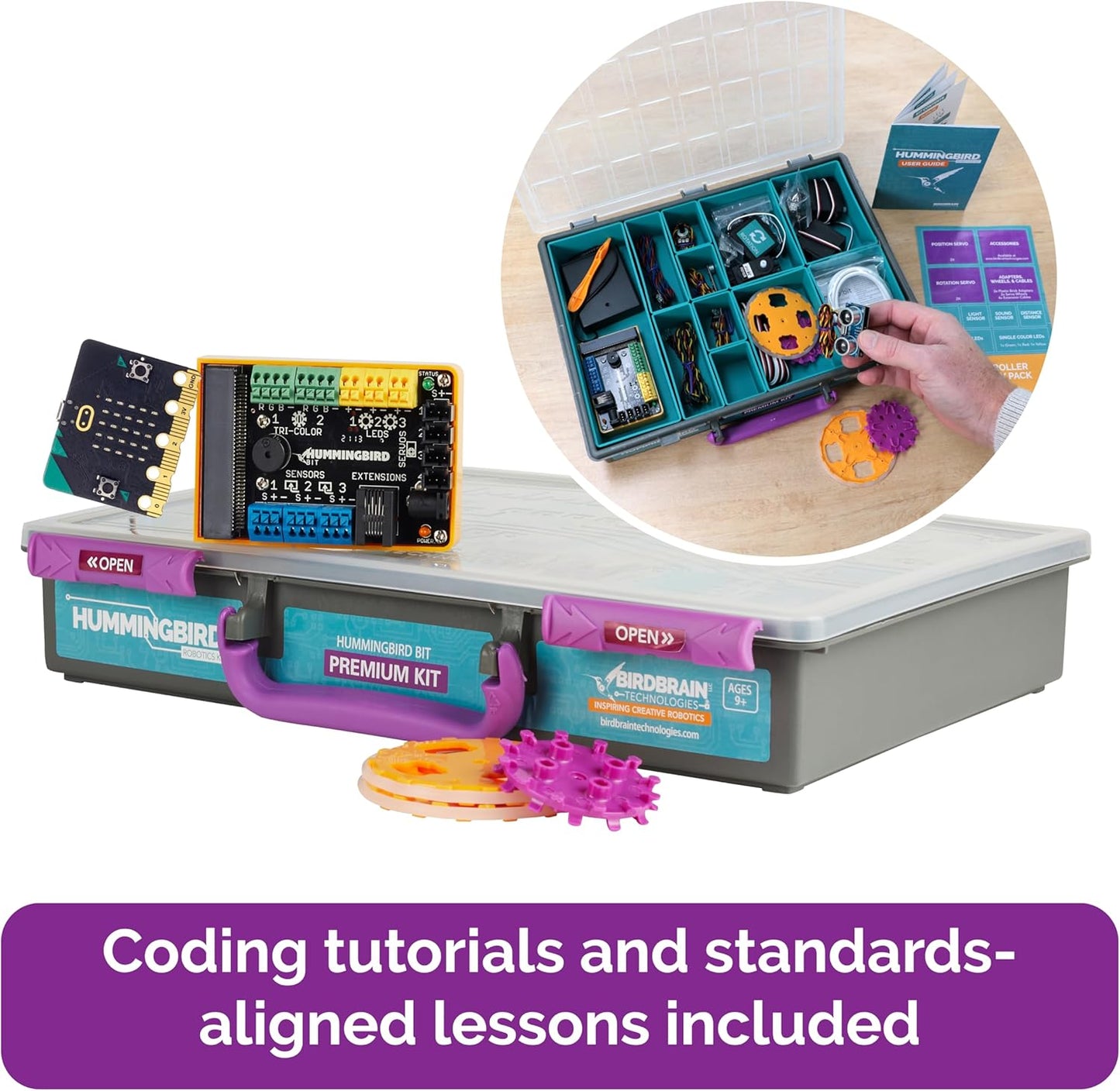 Hummingbird Bit Premium Kit - Educational Programmable Robot & Robotic Kit for Students, Teachers & Schools, Flexible Robotics Kits for Creative STEM Learning