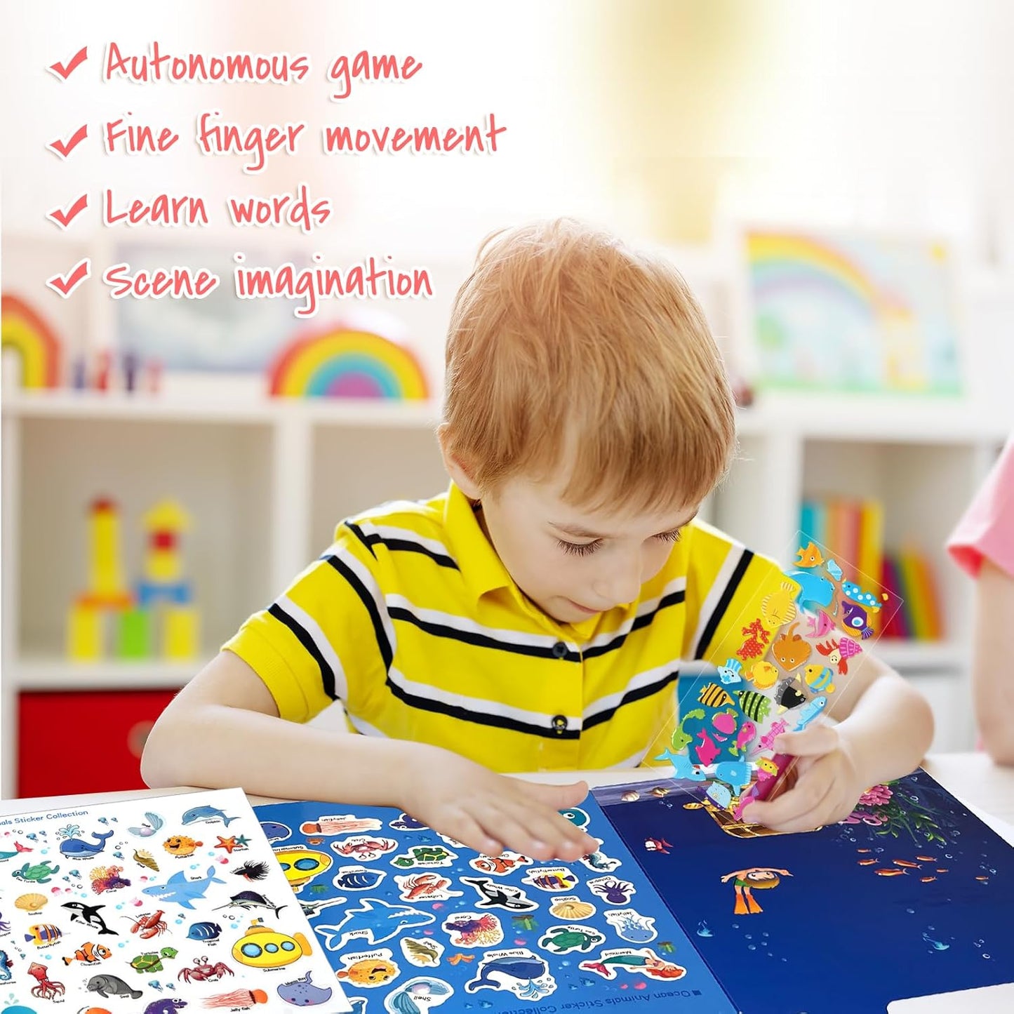 ASTARON Reusable Sticker Book for Toddlers, 88 Pcs Dinosaur Stickers Road Trip Activities Car Airplane Activities Travel Toys for Kids, Kids Quiet Time Activities (2-6 Age)
