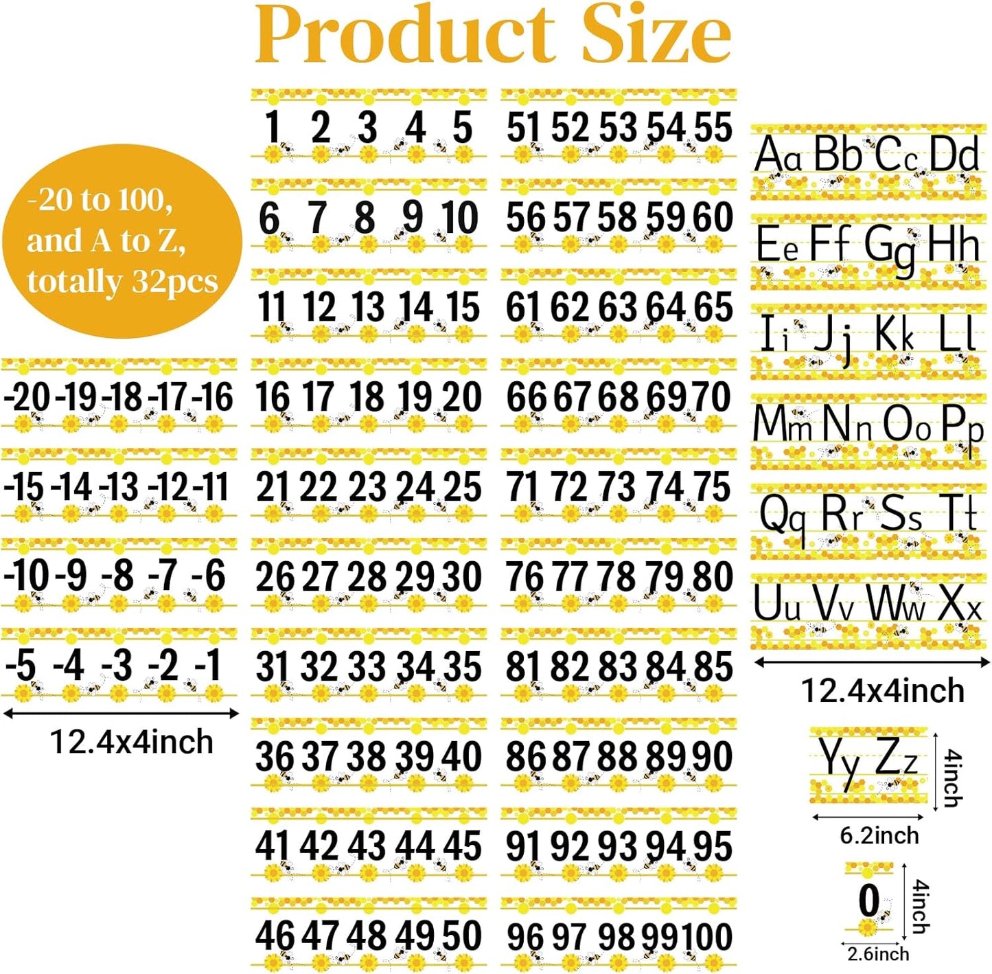 32Pcs A to Z Alphabet and -20-100 Number Cards Boho Bulletin Board Under The Sea Ocean Summer Sunflower Bee Theme Classroom Decorations Math Posters for Wall School Teacher Supplies (Sea Number)