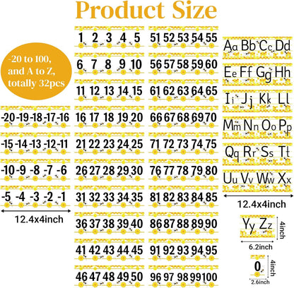 32Pcs A to Z Alphabet and -20-100 Number Cards Boho Bulletin Board Under The Sea Ocean Summer Sunflower Bee Theme Classroom Decorations Math Posters for Wall School Teacher Supplies (Sea Number)