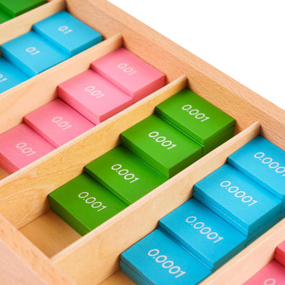 Premium Montessori Decimal Stamp Game,Beechwood Stamp Game Decimal Tiles, 7 Place Value Sets 140 Tiles, Decimal System Operations for Addition Subtraction Multiplication,Homeschool Math Kids Ages 6-9