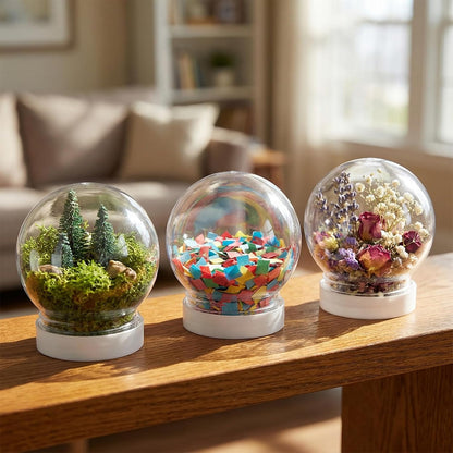 36Pcs DIY Clear Plastic Water Globes Kit, Shatterproof Snow Globes for Bulk Summer Camp Crafts, Kids Pool Party Favors, Beach Souvenirs & Sensory Jars