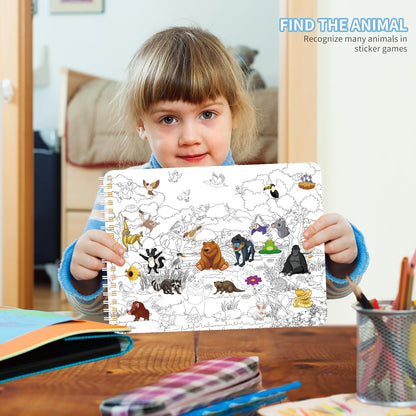 Kalysky Dinosaur and Ocean Animal Scene Sticker Book for Kids Ages 4-12, Search and Find Sticker Activity Book–Travel Toys for Toddlers, Airplane & Road Trip Games, Educational Fun