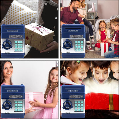 Piggy Bank Electronic Mini ATM for Kids Baby Toy, Safe Coin Banks Money Saving Box Password Code Lock for Children,Boys Girls Best Gift (Silver)