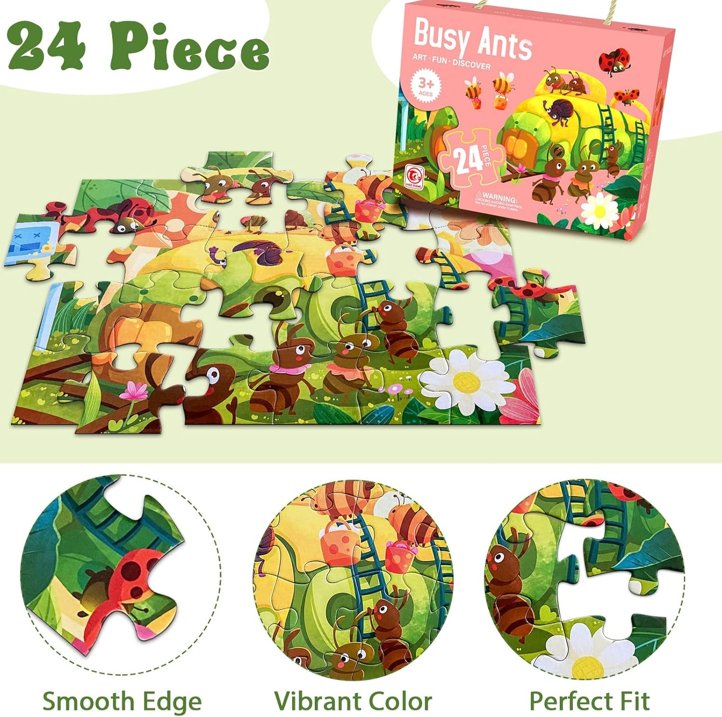 Jumbo Floor Puzzle for Kids, Large Jigsaw Puzzles 24 Piece for Kids Ages 3-5,Preschool Learning & Education Toys, Gifts for 4-8 Year Old Boys and Girls (Jungle Animals)