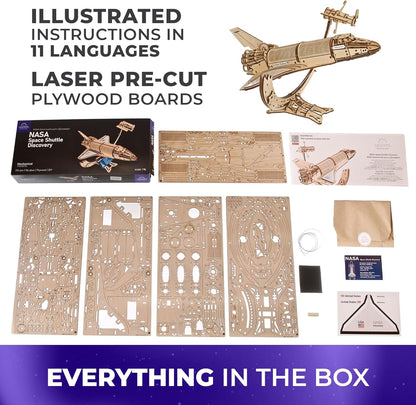UGEARS NASA Saturn V 3D Puzzles for Adults - Wooden Model Kits for Adults Model Rocket Full Kit Space Shuttle Model Aerospace Engineering Gifts Brain Teaser, Hobby Set