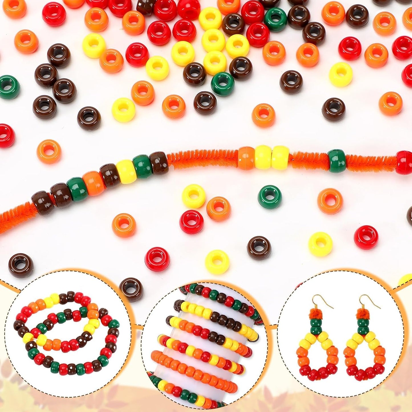 UPINS 1200Pcs Christmas Pony Beads Friendship Plastic Small Hair Beads Red Green White Pony Beads for Necklace Supplies (Christmas)
