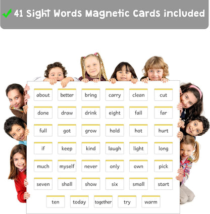 Attractivia 2nd Grade Sight Words Magnetic Flash Cards(Second Grade) - 46 Sturdy Large Dolch Cards for Literacy of Beginning Readers, Homeschool, Teachers and ESL