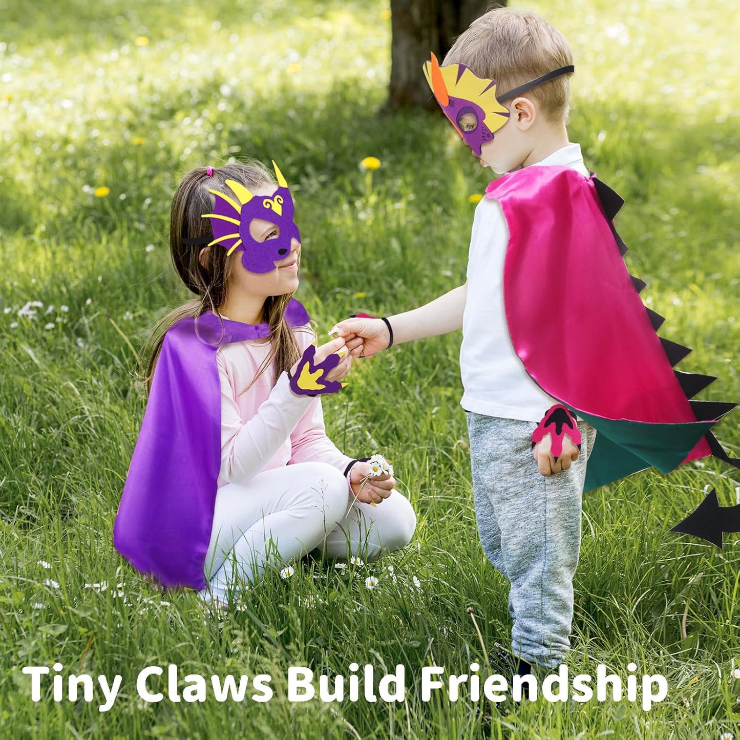 iROLEWIN Dinosaur-Costume for Kids Dragon-Capes Dino Masks Claws as Toddlers Dress-up Birthday Gifts Party Toys 3+ Boy Girls