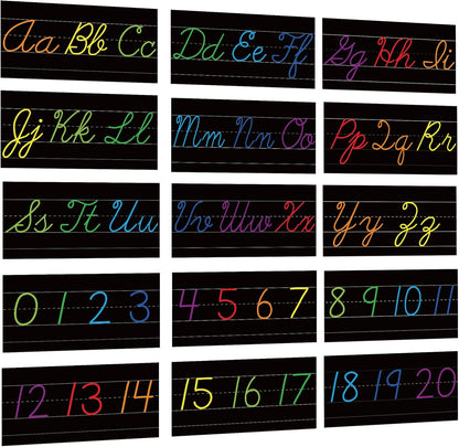 Alphabet for Classroom Wall - 15 PCS Crayon ABC Manuscript Alphabet Line for Classroom Wall Alphabet Bulletin Board Set for Pre School Elementary Classroom Homeschool, Playroom Bedroom Decorations