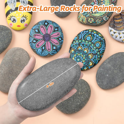 Simetufy Large Rocks for Painting 40 PCS 3.3-4.5Inch River Rocks for Painting, Rock Painting for Kids, Smooth and Flat Painting Rocks for DIY & Arts