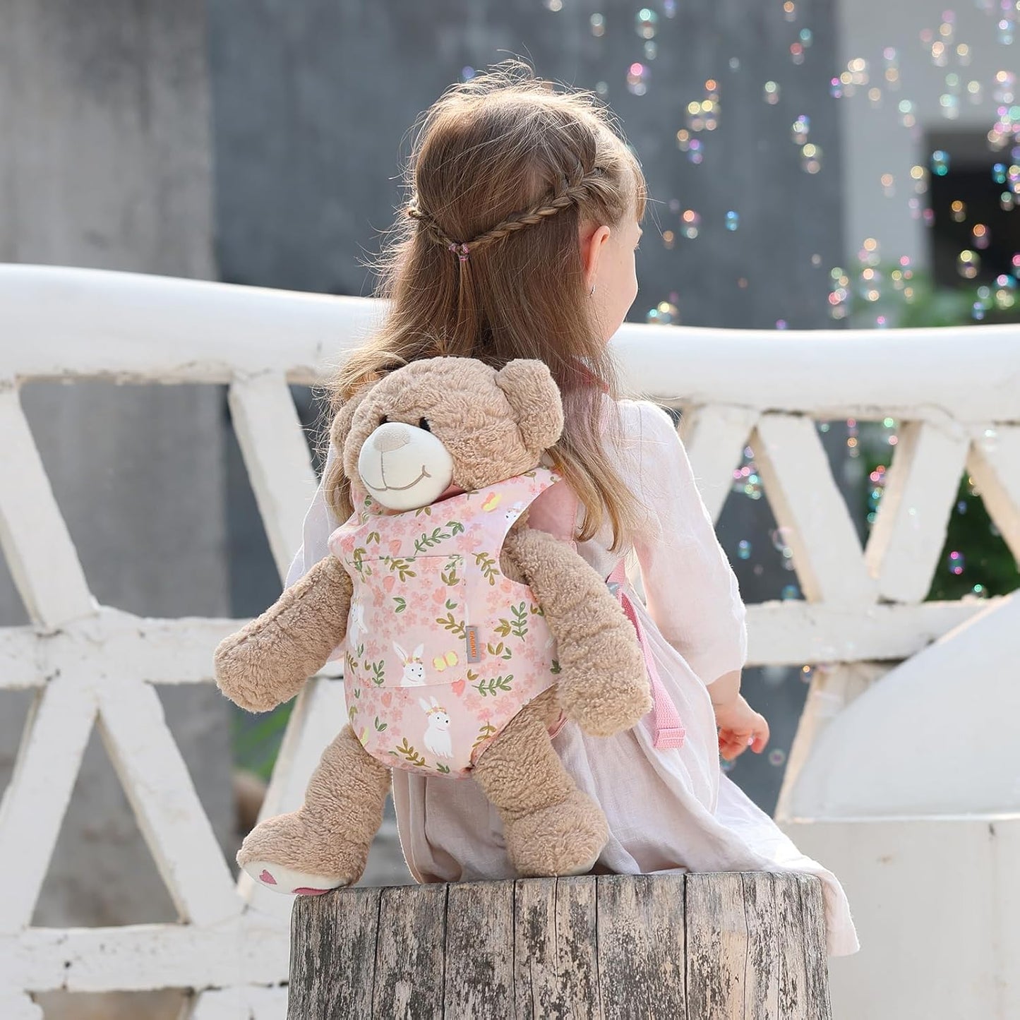 GAGAKU Doll Carrier for Stuffed Animals, Reborn Baby Doll Accessories Toy Carriers for Kids 3+ Toddlers - Pink Wax Flowers