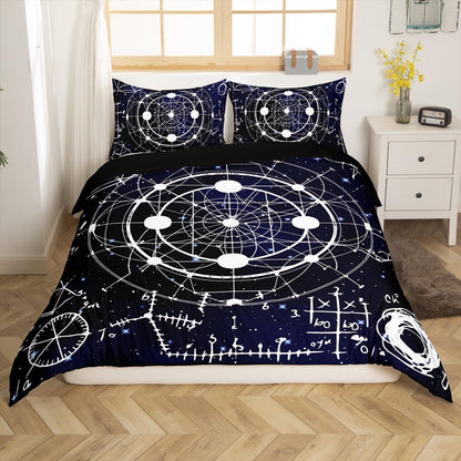 Erosebridal Science Theme Bedding Set Queen Size for Boys Girls Chemistry Periodic Table Print Duvet Cover Chemical Subject Theme Comforter Cover Teens Kids Math Science Atyle Bedspread Cover 3 Pcs