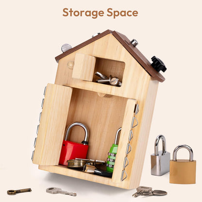 Woodtoe 8 PCS Montessori Lock and Key Toy, Montessori Toys for Toddlers 3 4 5 Year Old, Kids Tool Set, Montessori Materials Preschool Learning Toy, Fine Motor Skill, Educational Toys for Boy Girl 3-6