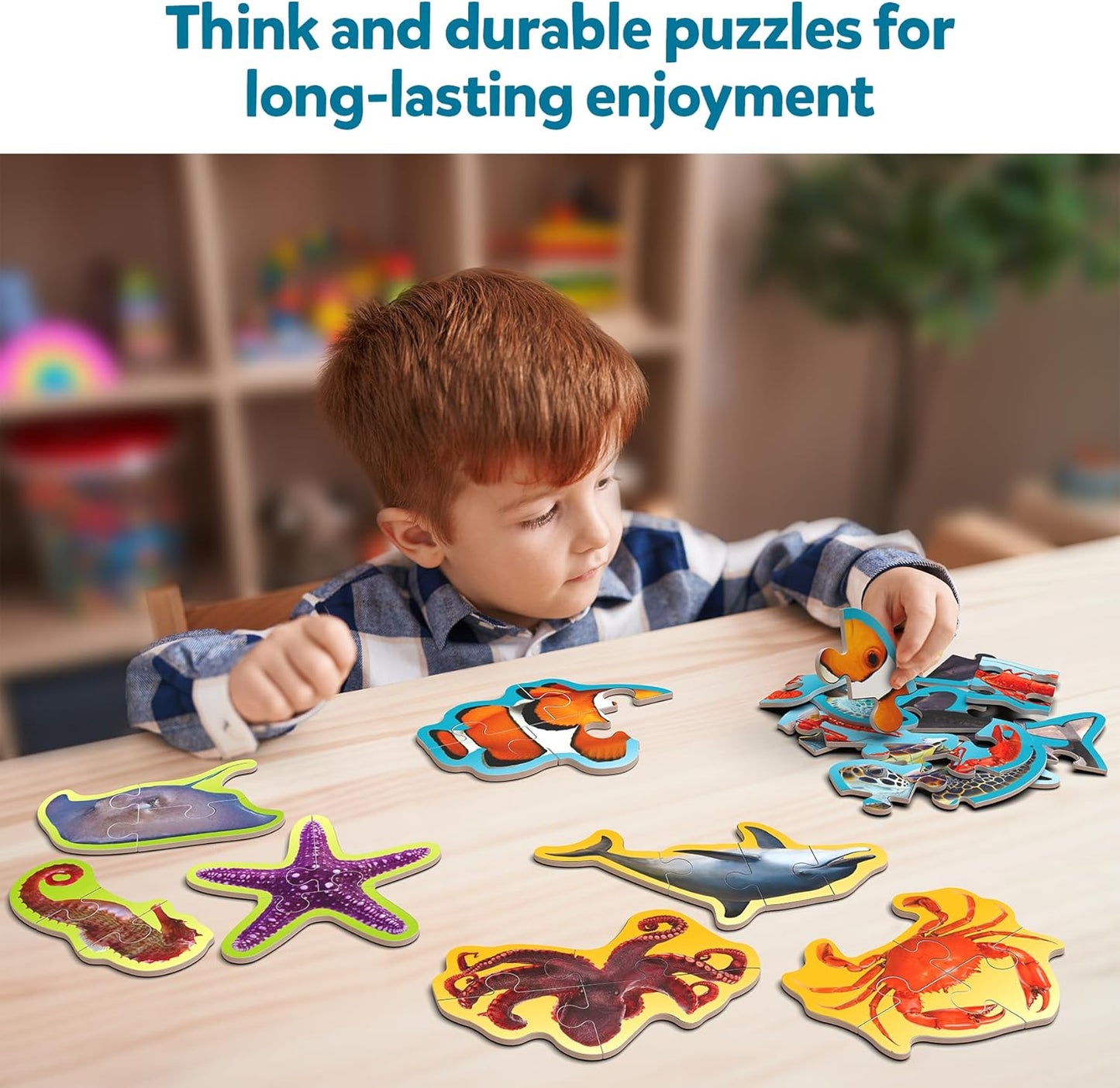 Skillmatics Step by Step Puzzles - 40 Piece Jigsaw & Toddler Puzzle, Montessori Educational Toy for Boys & Girls, Farm Animals, Travel Friendly, Gifts for Kids Ages 3, 4, 5 and Up