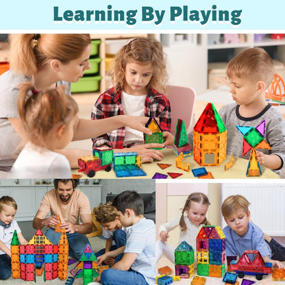 AFUNX Magnetic Tiles Space Rocket Set,46 PCS Magnetic Building Blocks for Kids 3+, STEM Learning Toys, Safe & Durable Creative Construction Play, Gift for Boys & Girls