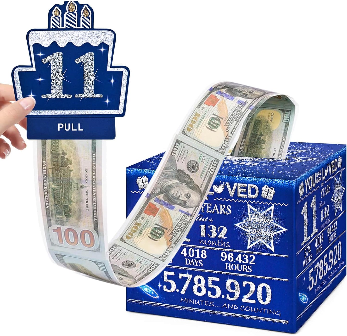 10 Happy Birthday Money Box for Cash Gift, 10th Birthday Decorations for Boys and Girls, Gifts for 10 Year Old Boy, Boy Gift Ideas, Cool Things for Teen -Blue with 100PCS Bags