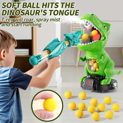 JUKUDAHU Dinosaur Shooting Boy Toys for Kids Age 3 4 5 6 7 8 - Moveable Shooting Game with Scoreboard, Light and Sound, 12 Foam Balls, Boy Toddler Toys 5-7 6-8 8-10, Competition Game Gifts (Green)