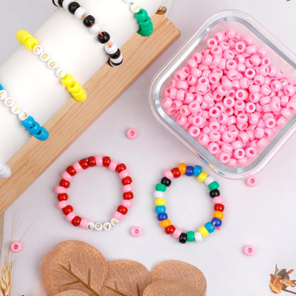 Auvoua 1000Pcs Pony Beads Bracelet 9mm Yellow Plastic Barrel Pony Beads for Necklace,Hair Beads for Braids,Key Chain,Jewelry Making (Yellow)
