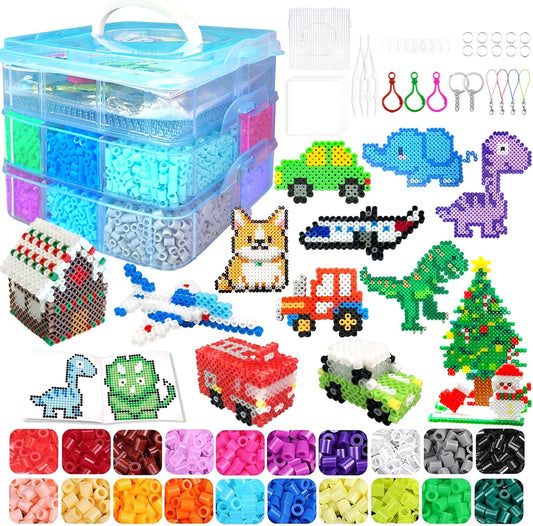 11000 Fuse Beads Kit for Kids-20 Colors 5mm Bead Craft Set with Storage Box, Pegboard, Ironing Paper and Accessories, DIY Craft Kits, Arts and Crafts Set Toys Gifts for Girls & Boys Birthday Christmas