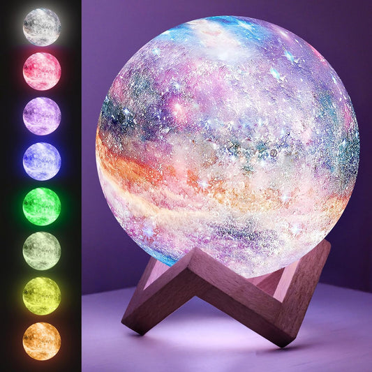 Mind-Glowing Moon Lamp - 3D Moon Night Light for Kids Bedroom - Globe Nightlight with Multi Color LED, Touch/Remote Control - Birthday Gift for Any Year Old Girls & Boys - Space Decor (4.7 inch)