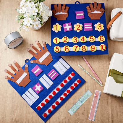 Deekin 2 Sets Handmade Felt Finger Math Toy Set Felt Math Toys Number Learning Counting Finger Boards Kindergarten Early Learning Toys Games Addition Subtraction (Skin Color)