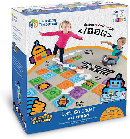 Learning Resources Let's Go Code! Activity Set, STEM Toys, Coding Toys, Develops Critical Thinking and Problem Solving Skills, 50 Pieces, Ages 5+