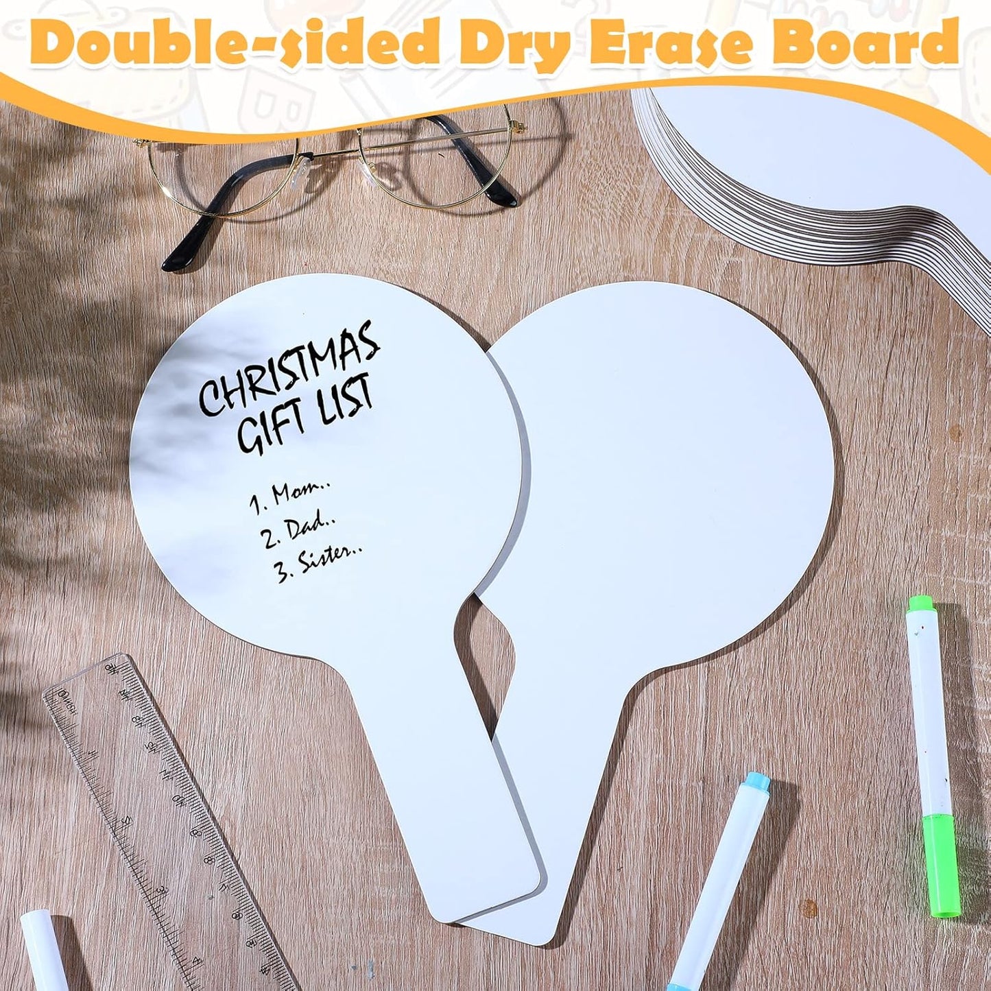 Zhehao 24 Pieces Dry Erase Answer Paddles Auction Paddles Bulk DIY Double Sided Mini Handheld Dry Erase Answer White Board Signs Auction for Students Teachers Classroom Voting Games Party