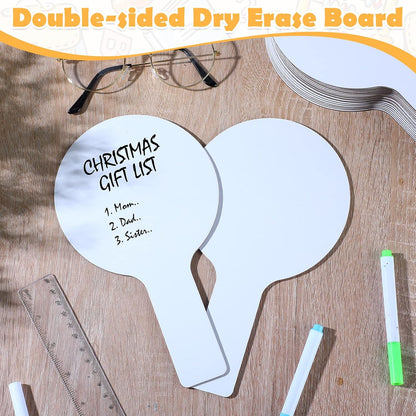 Zhehao 24 Pieces Dry Erase Answer Paddles Auction Paddles Bulk DIY Double Sided Mini Handheld Dry Erase Answer White Board Signs Auction for Students Teachers Classroom Voting Games Party