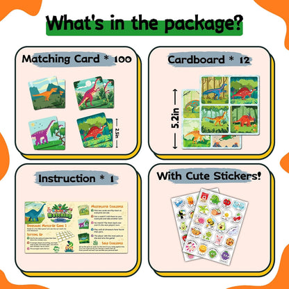 zheyistep 100 PCS Animal Matching Game for Kids Toddlers Memory Game, Animal Match Game Concentration Card Game for Boys Girls Preschool Learning Activities