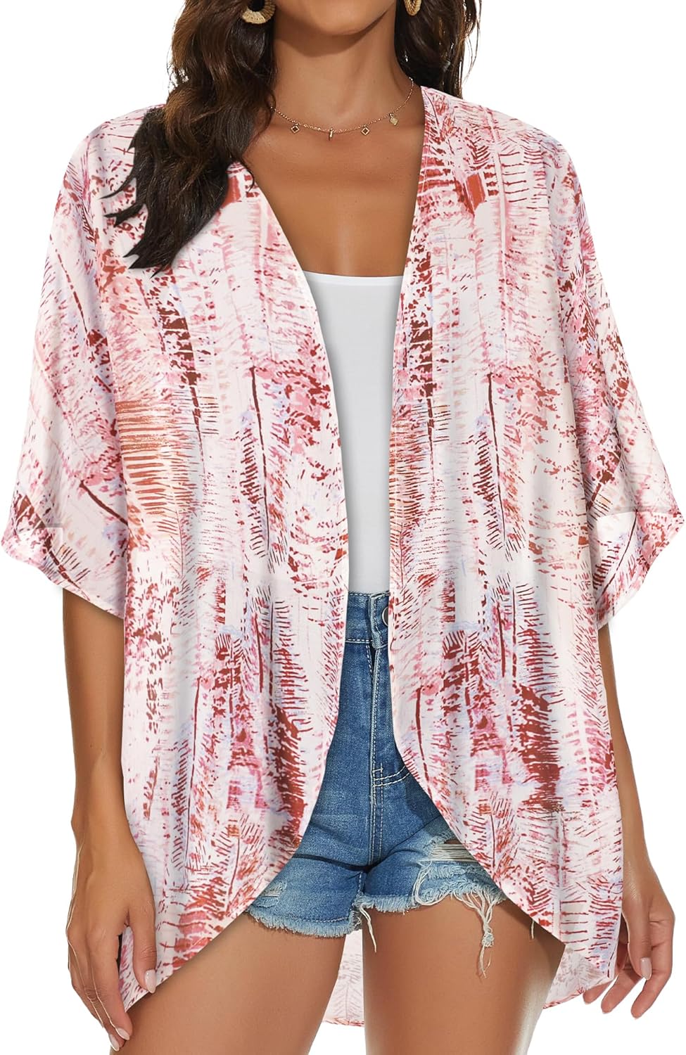 Womens Kimono Cardigans Beach Cover ups Swimwear Puff Sleeve Loose Casual Summer Tops 2026