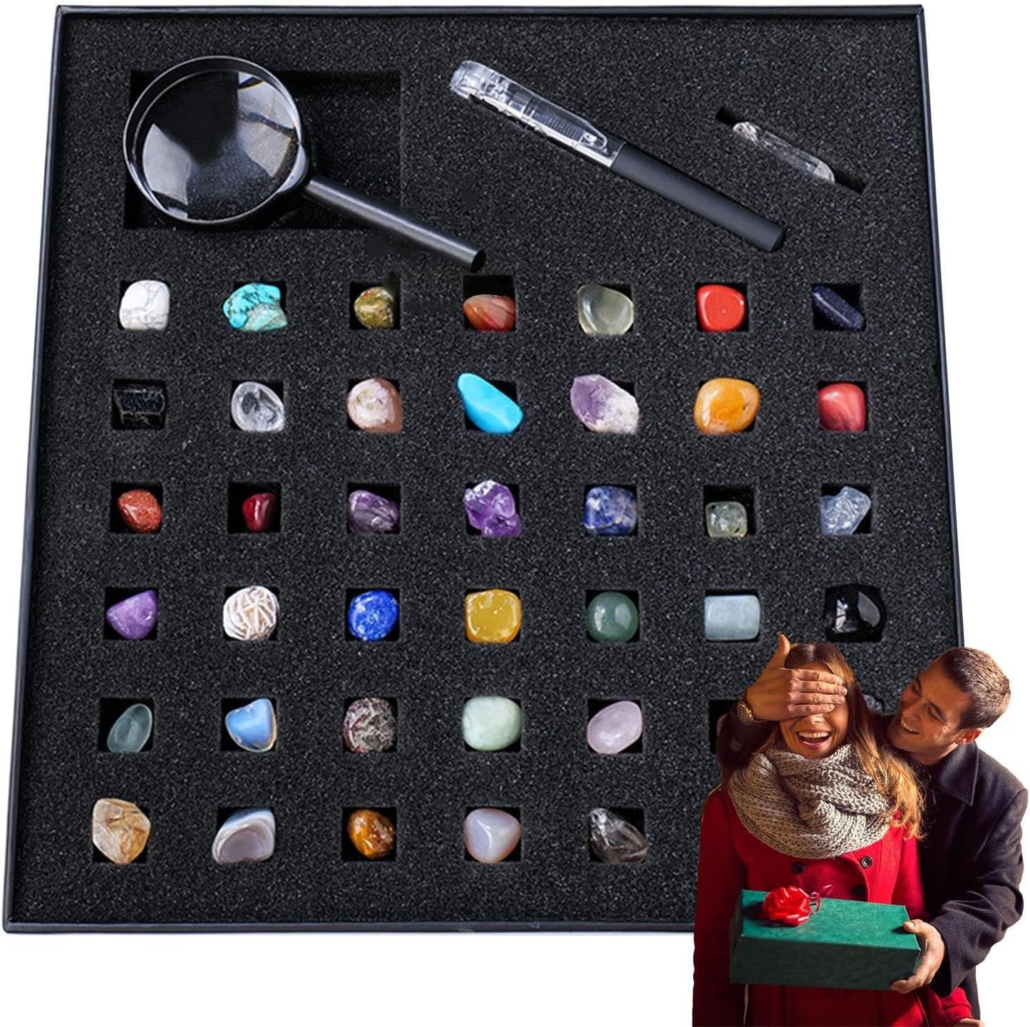 Rock Collection for Kids | Educational Set on Minerals - Real Gemstones, Gemstones & Crystals & Minerals & Minerals Kit for Earth Science Activities
