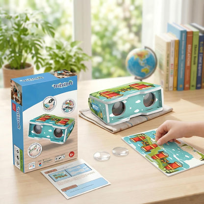 STEM Kids Binoculars - Build Your Own Functional Telescope Kit, Educational Science Toy for Children to Explore Astronomy & Optical Principles with Convex & Concave Lenses