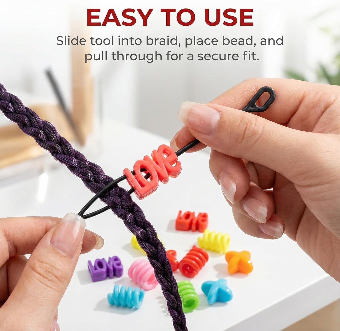 60Pcs Beads for Hair Braids Kids Easy Acrylic Bead Set Jumbo Large Bead for Girls Big Hair Accessories Toddler Beads for Braiding and Cute Hairstyle Decoration