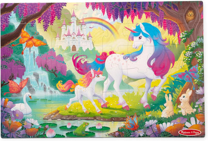 Melissa & Doug Glow-in-The-Dark Unicorn Jumbo Floor Puzzle, 48-Piece Jigsaw Puzzle with Hidden Details, Kids Puzzles for Girls & Boys Ages 4 and Up - FSC Certified