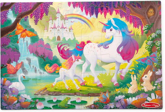 Melissa & Doug Glow-in-The-Dark Unicorn Jumbo Floor Puzzle, 48-Piece Jigsaw Puzzle with Hidden Details, Kids Puzzles for Girls & Boys Ages 4 and Up - FSC Certified