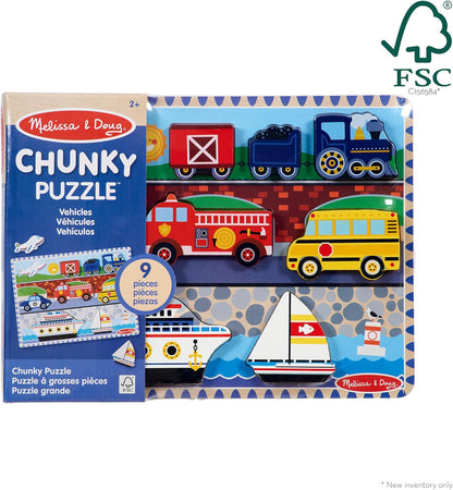 Melissa & Doug Safari Wooden Chunky Puzzle (8 pcs), Educational Screen Free Activity for Toddler, Preschoolers and Kids Ages 2+ - FSC Certified