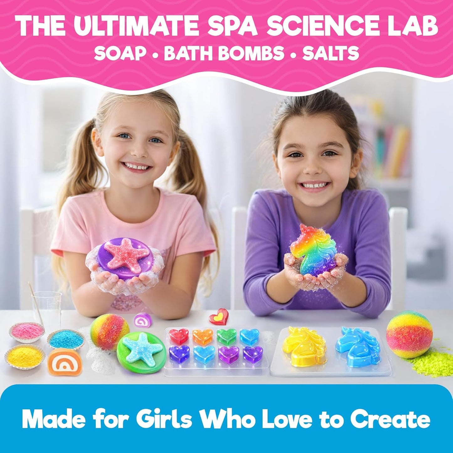 Doctor Jupiter Glam Science, DIY Makeup Craft Kit for Girls Ages 6+ | 50+ Beauty Recipes - Make Your Own Makeup, Perfume, Lip Gloss, Bath Bomb| Birthday Gift Ideas for 6-7-8-9-10-11-12 Year Olds