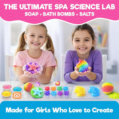 Doctor Jupiter Glam Science, DIY Makeup Craft Kit for Girls Ages 6+ | 50+ Beauty Recipes - Make Your Own Makeup, Perfume, Lip Gloss, Bath Bomb| Birthday Gift Ideas for 6-7-8-9-10-11-12 Year Olds