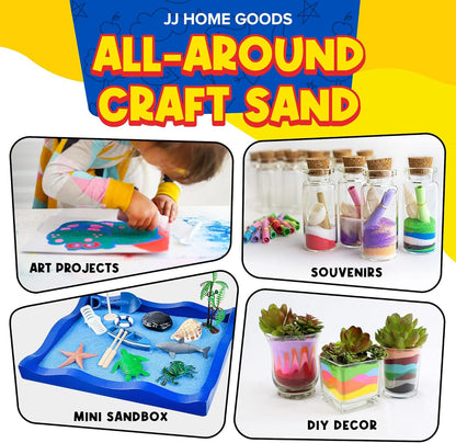 JJ CARE Sand Art Bottles [12 Wave-Shaped Sand Bottles + 6 Small & 6 Large Funnels] Craft Sand Art Kit for Kids 3 Years Above, Non-Toxic Rangoli Color Art Bulk