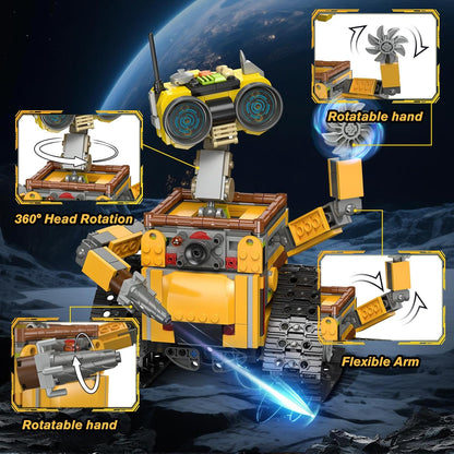 HiWEEGO Robot Building Sets for Kids - 5 in 1 Wall Robotic Kit, 748 PCS Robot with Interchangeable Arms Bulldozer Plane Building Block Toy Model for Boys Girls 8-12 Easter Home Decor